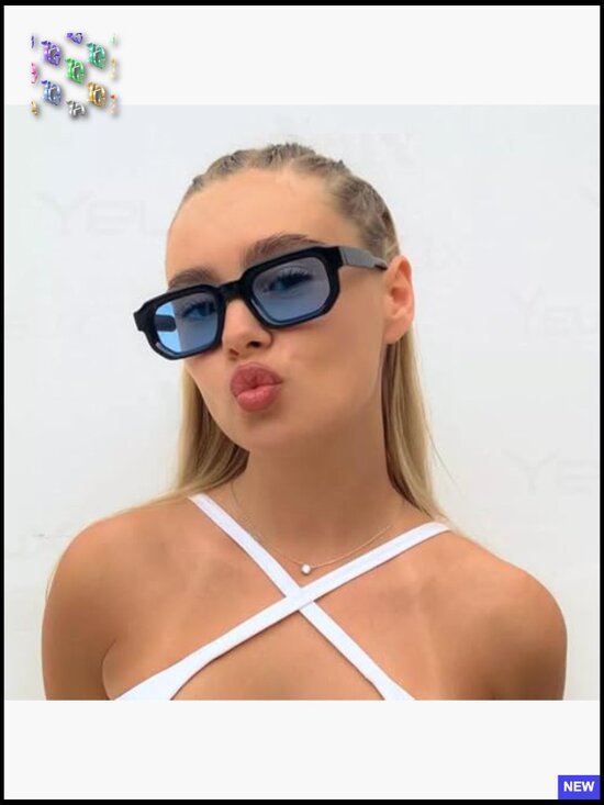 Retro Rectangle Sunglasses Chunky Square Sunnies Trendy Y2K UV Protection
